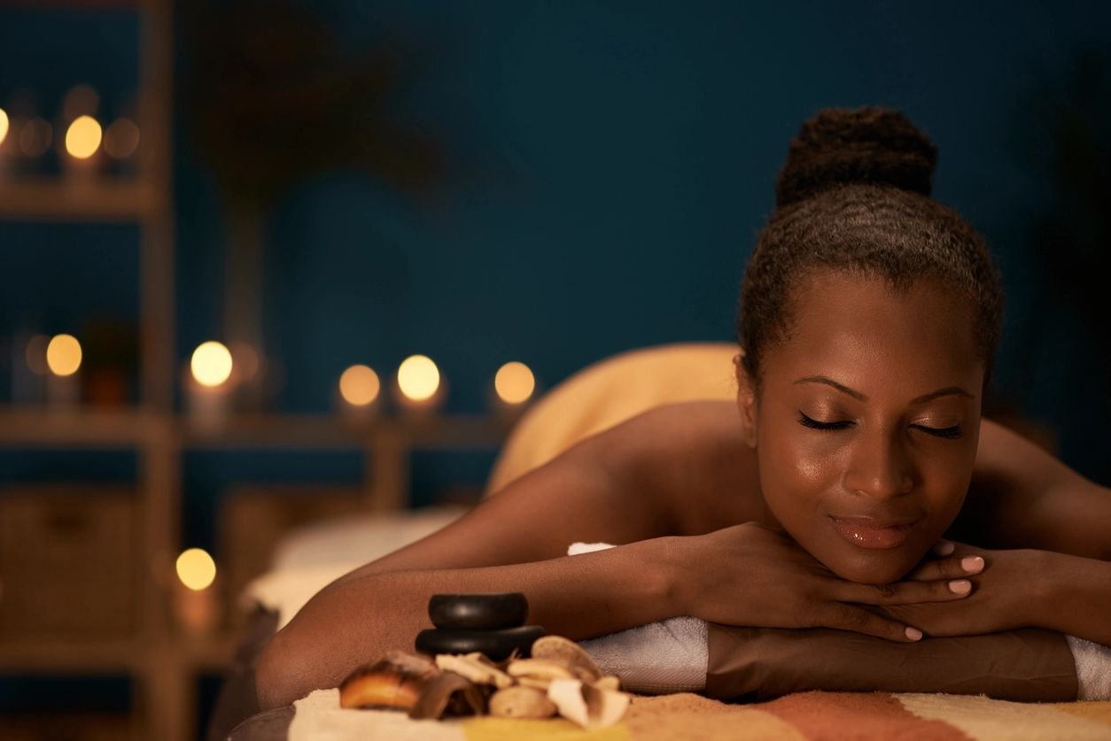 Guest relaxing during a massage at LOA SPA
